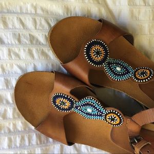 Pikolinos Wedge Sandal with Maasai beading